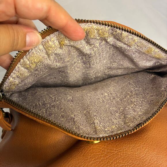 Sasha + Sofi Brown Faux Leather Satchel Bag Crossbody Purse Pockets Adjustable - Picture 4 of 11